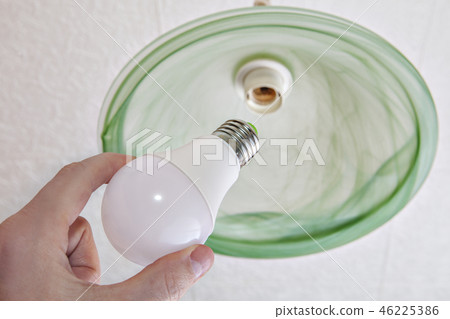 energy-saving LED light bulb in human hand. 46225386