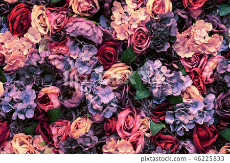 Many different pink flowers background texture, Many different pink flowers background texture, 46225833