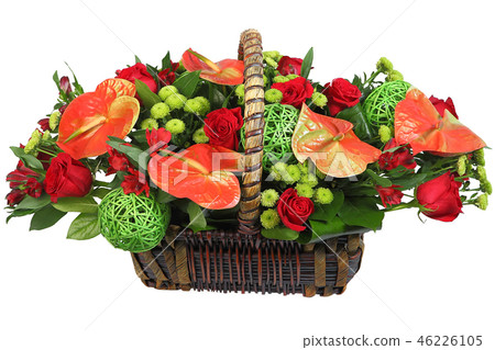 red anthurium, chrysanthemum green, rose. 46226105