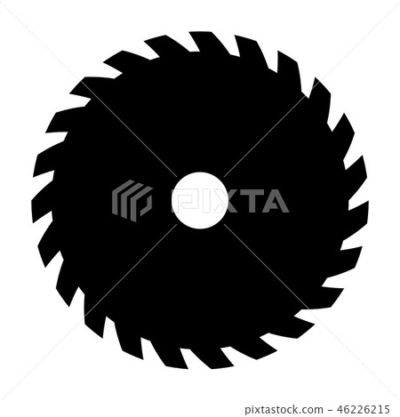 Black circular saw. Vector sign or icon. Symbol of saw mill 46226215
