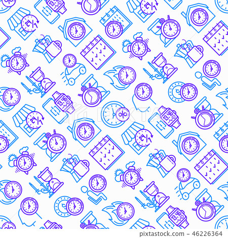 Time seamless pattern with thin line icons - Stock Illustration ...
