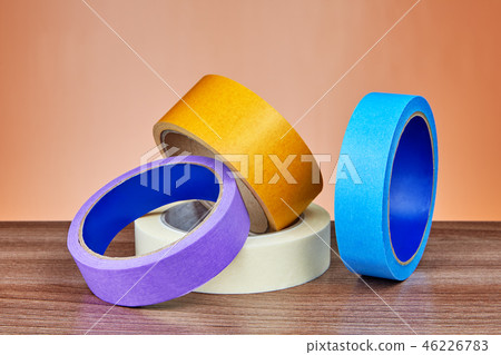 Duct tape, yellow and paper ribbon for painter. Duct tape, yellow and paper ribbon for painter. 46226783