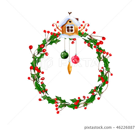 watercolor vector Christmas wreath watercolor vector Christmas wreath 46226887
