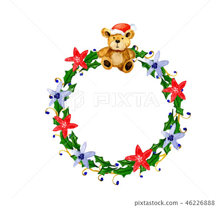 watercolor vector Christmas wreath watercolor vector Christmas wreath 46226888
