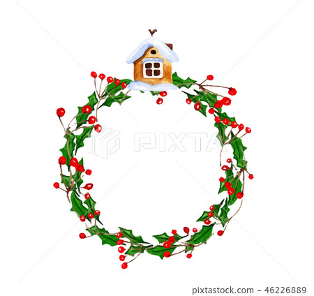 watercolor vector Christmas wreath 46226889