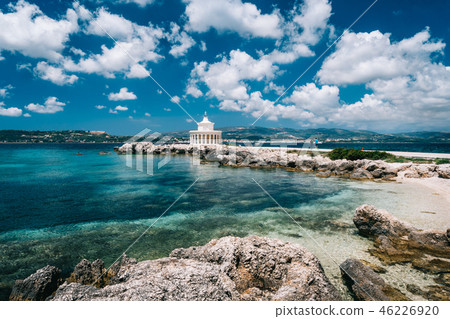 Amazing view of Saint Theodore Lantern. Picturesque landscape with beautiful clouds. Argostoli 46226920