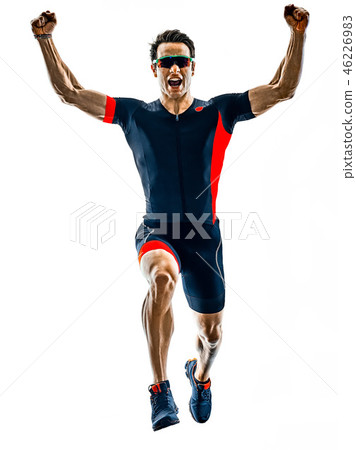 triathlete triathlon runner running silhouette isolated white b triathlete triathlon runner running silhouette isolated white b 46226983