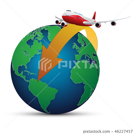 vector illustration of world tour in airplane 46227457