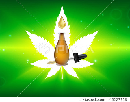Marijuana plant and cannabis oil bottles vector. 46227728