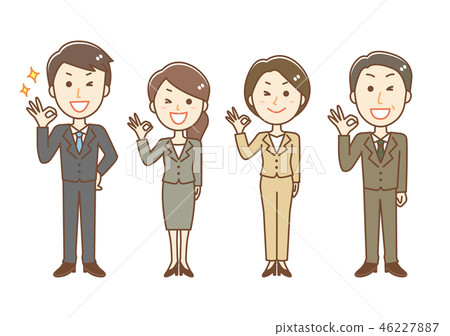 Suits 4 men and women OK sign Whole body 46227887
