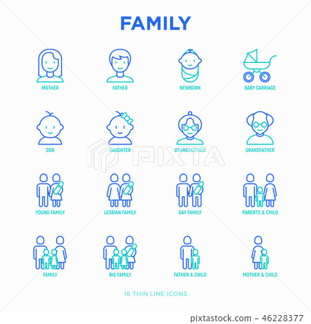 Family thin line icons set Family thin line icons set 46228377