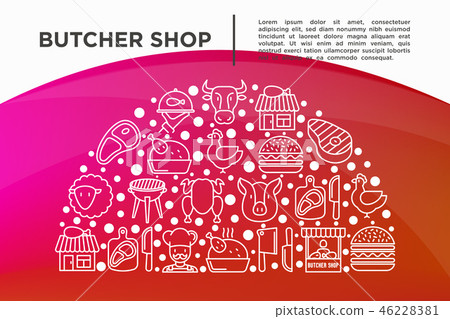 Butcher shop concept in half circle 46228381