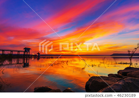 sunset at Lum Chae dam,Nakhon Ratchasima, Thailand 46230189