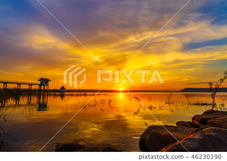 sunset at Lum Chae dam,Nakhon Ratchasima, Thailand 46230190