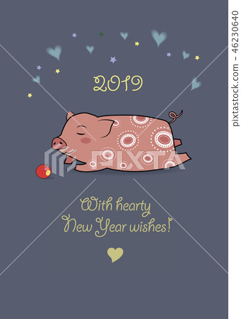2019 Year of the Pig. Hearts, stars and apple 2019 Year of the Pig. Hearts, stars and apple 46230640