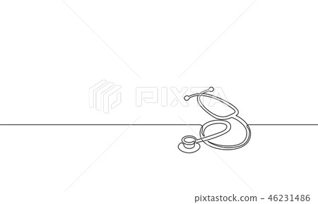 Medicine stethoscope single continuous line art. Health care World Day medical science research Medicine stethoscope single continuous line art. Health care World Day medical science research 46231486