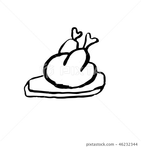 Fried turkey grunge icon. Roast chiken ink brush vector illustration. Fried turkey grunge icon. Roast chiken ink brush vector illustration. 46232344