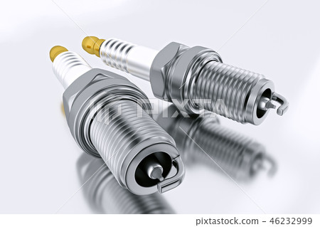 Spare parts spark plugs on white background for car and motorcycle Spare parts spark plugs on white background for car and motorcycle 46232999