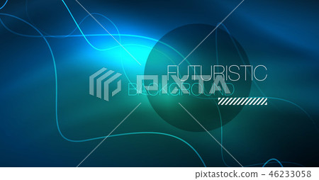 Glowing abstract wave on dark, shiny motion, Christmas and New Year magic space light. Techno Glowing abstract wave on dark, shiny motion, Christmas and New Year magic space light. Techno 46233058
