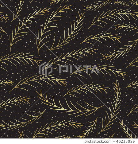 Christmas tree branches seamless pattern. Hand drawn pine decoration vector background. Winter Xmas 46233059