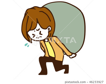 Woman carrying a big stone 46233927