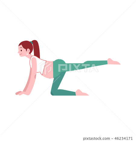 Vector illustration of pregnant woman doing sports in flat style. 46234171
