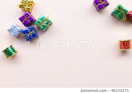 top view of wrapped gift boxes with copy space top view of wrapped gift boxes with copy space 46234271