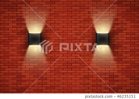 Brick wall room with vintage sconce lamps 46235151