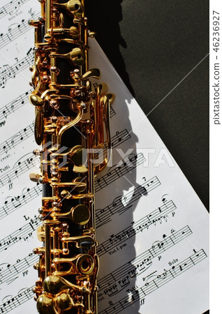 Oboe and sheet music Oboe and sheet music 46236927