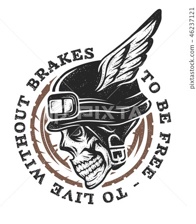 Skull biker helmet with wings. 46237121