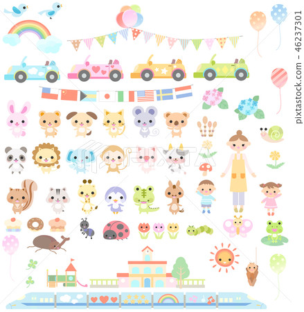 動物和車輛與小生物 46237301