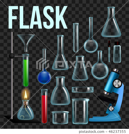 Laboratory Flask Set Vector. Glassware, Beaker. Empty Equipment For Chemistry Experiments. Chemical Laboratory Flask Set Vector. Glassware, Beaker. Empty Equipment For Chemistry Experiments. Chemical 46237355