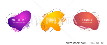 Set of liquid color abstract geometric shapes. Fluid gradient elements for minimal banner, logo 46238186