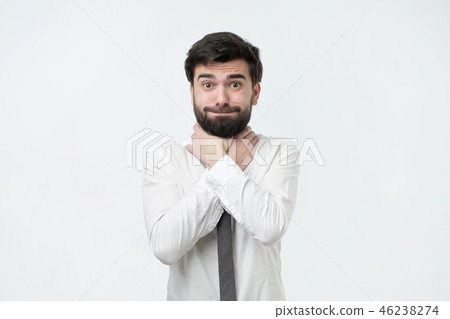 Spanish man holding hands by the throat Spanish man holding hands by the throat 46238274