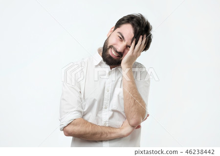 Lack of confidence. Shy young hispanic man. 46238442