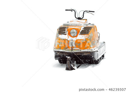 Old snowmobile. Isolated on white background Old snowmobile. Isolated on white background 46239307
