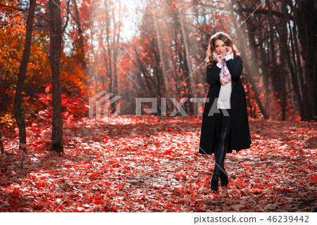 Girl in autumn forest Girl in autumn forest 46239442