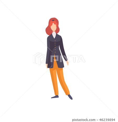 Redhead woman wearing vintage clothing, retro fashion people from 70s vector Illustration on a white Redhead woman wearing vintage clothing, retro fashion people from 70s vector Illustration on a white 46239894