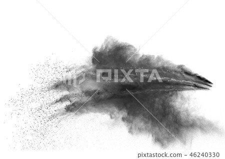 Black powder explosion on white background. Black powder explosion on white background. 46240330