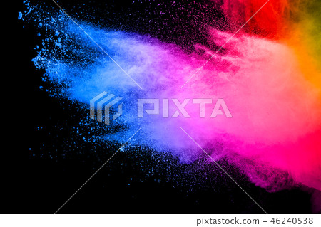 Multicolored particles explosion on white Multicolored particles explosion on white 46240538