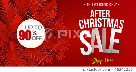 After Christmas Sale Red Color Banner Stock Illustration