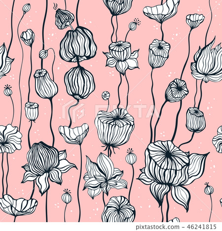 Vintage Seamless pattern with hand drawn Abstract Flowers Vintage Seamless pattern with hand drawn Abstract Flowers 46241815