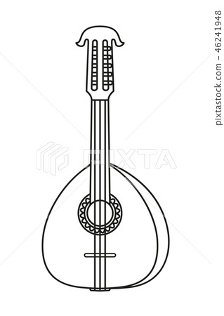 Line art black and white lute 46241948