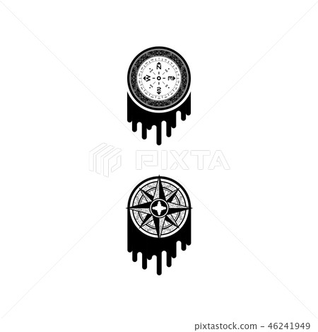 Wind rose brush silhouette 46241949