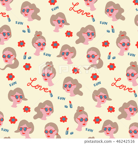 婦女戴著太陽鏡無縫模式 46242516