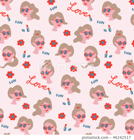 婦女戴著太陽鏡無縫模式 46242517