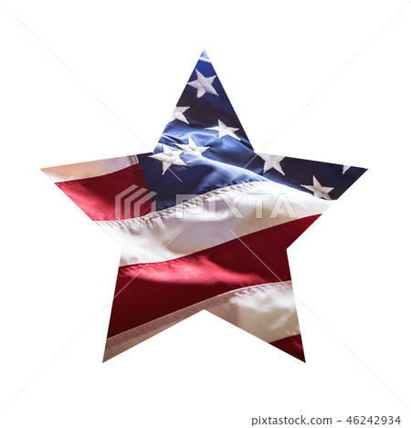 American flag in star shape isolated on white. American flag in star shape isolated on white. 46242934