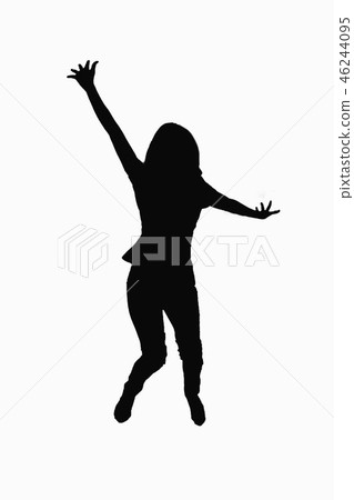 Young woman jumping in air over white background. Young woman jumping in air over white background. 46244095