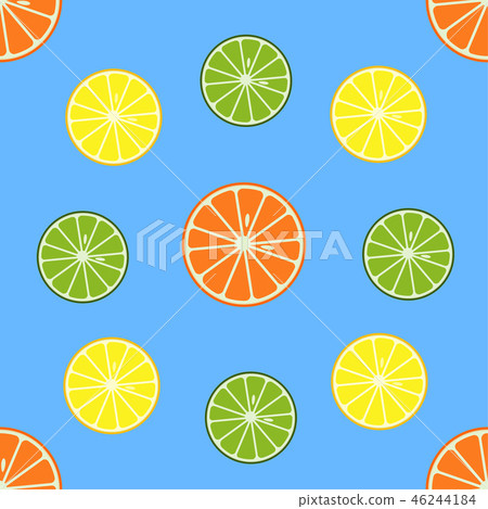 Seamless pattern with orange and lemon fruits. Seamless pattern with orange and lemon fruits. 46244184
