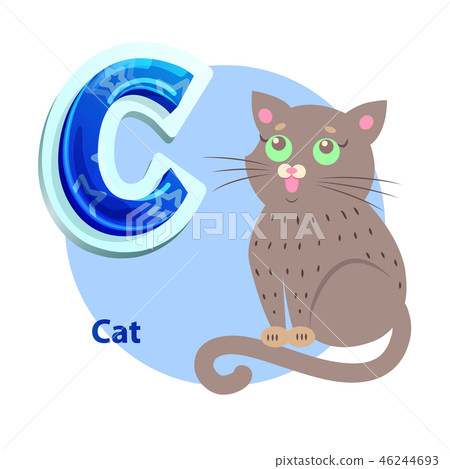 C Letter Flashcard with Cat for Alphabet Showing C Letter Flashcard with Cat for Alphabet Showing 46244693